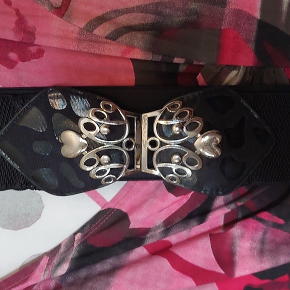 Size 14 pink, gray & black v-neck ruched dress - Picture 4 of 4